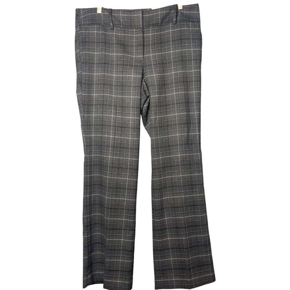 Ann Taylor Factory Plaid Gray Mid-Rise Trousers SZ 14 Office Business NEW